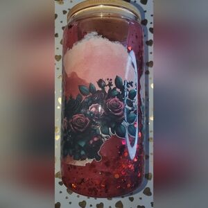 Hand pressed 20oz snow globe glass cup